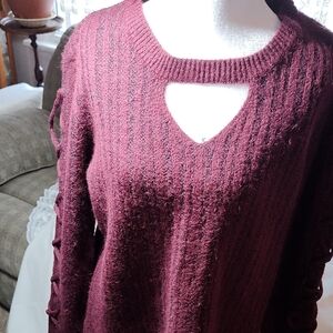 Rock & Republic Maroon Sweater with Cut-Out Design